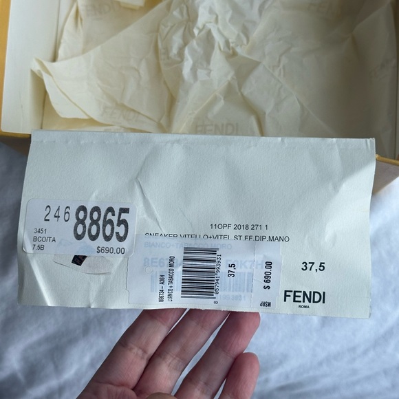 Fendi White and Brown Logo Strap Sneakers leather - Picture 8 of 9